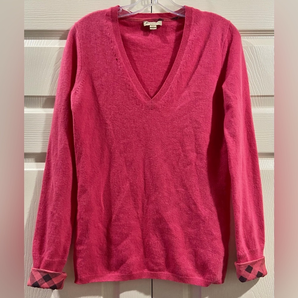 BURBERRY Brit Cashmere Pink Sweater Jumper Women’s S Made In Italy - Has Damage